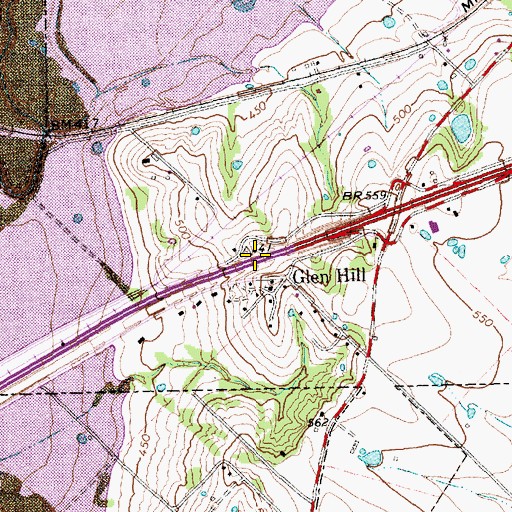 Topographic Map of Interchange 67C, TX