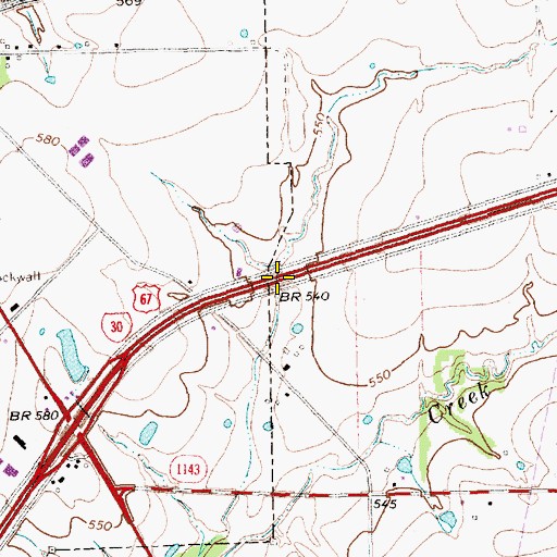 Topographic Map of Interchange 69, TX