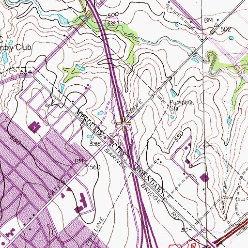 Topographic Map of Interchange 9A, TX