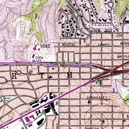 Topographic Map of Interchange 9A, TX