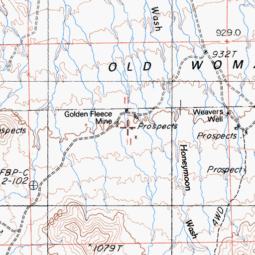 Topographic Map of Golden Fleece Mine, CA