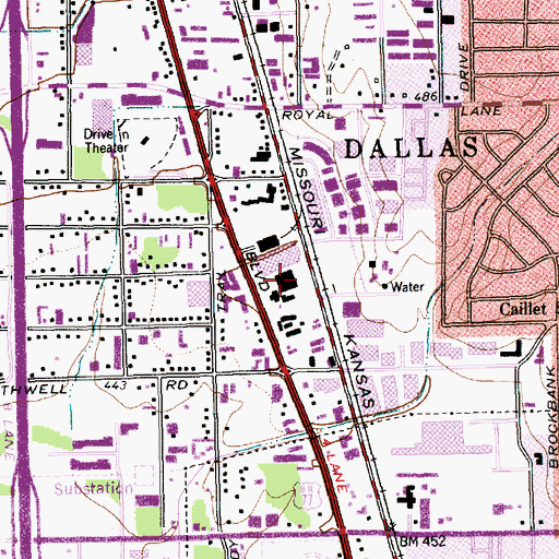 Topographic Map of Plaza Latina Shopping Center, TX