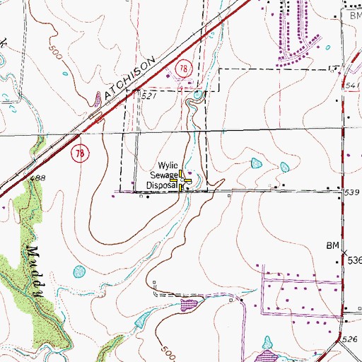 Topographic Map of Wylie Wastewater Treatment Plant, TX