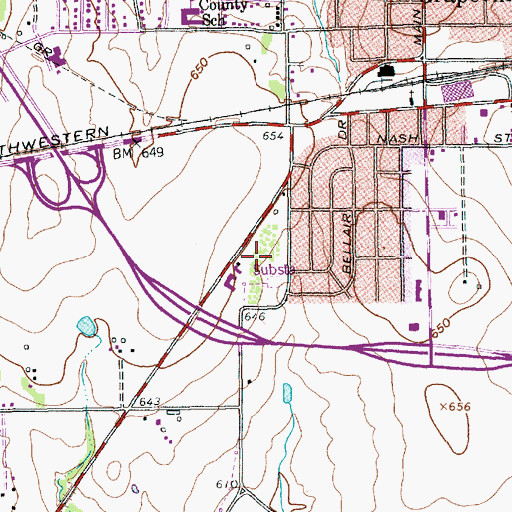 Topographic Map of Grapevine Post Office, TX