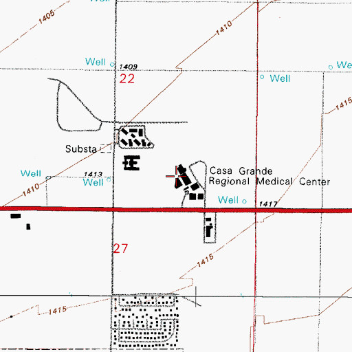 Topographic Map of Banner Casa Grande Medical Center, AZ