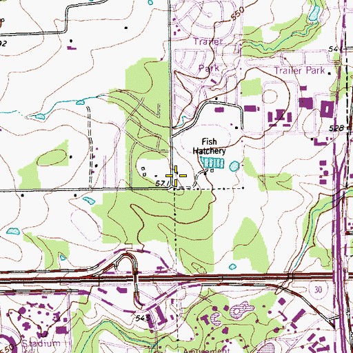 Topographic Map of Watson Community Post Office, TX