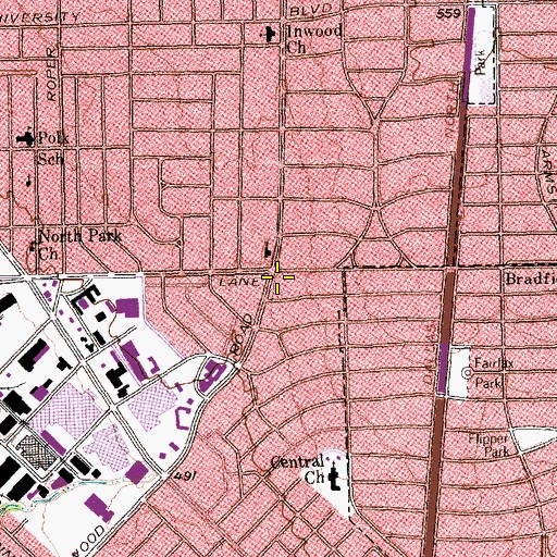 Topographic Map of Kingdom Hall of Jehovahs Witnesses, TX