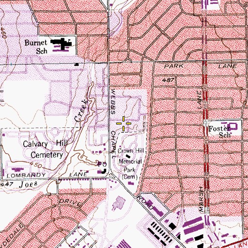 Topographic Map of Kingdom Hall of Jehovahs Witnesses of Northwest Dallas, TX
