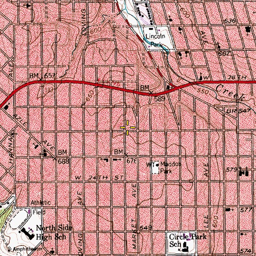 Topographic Map of Kingdom Hall of Jehovahs Witnesses of Rosen Heights, TX