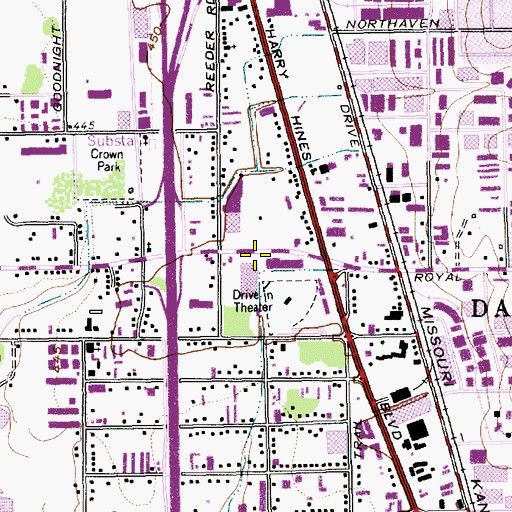 Topographic Map of Korean Full Gospel Church of Dallas, TX