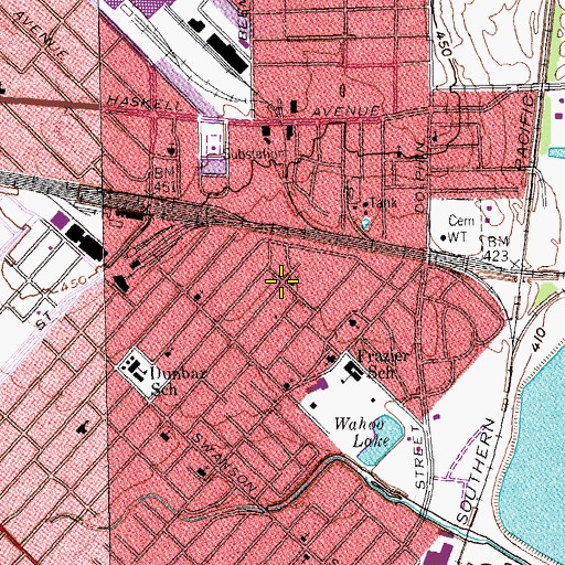 Topographic Map of Mitchell Street Church of God in Christ, TX