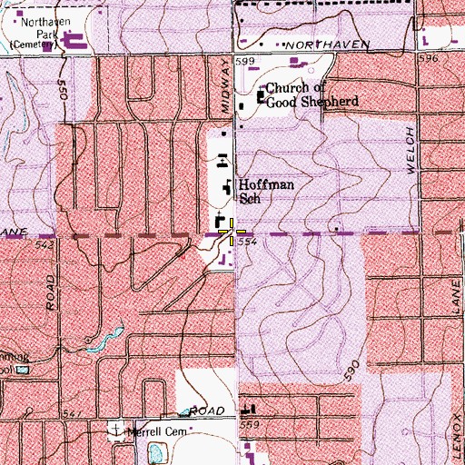 Topographic Map of Peace Mennonite Church, TX