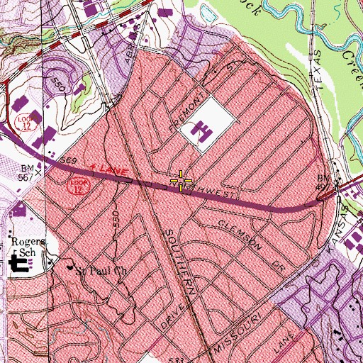 Topographic Map of Town North Bible Church, TX