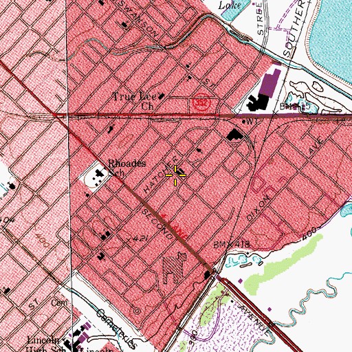 Topographic Map of Zion Travelers Baptist Church, TX