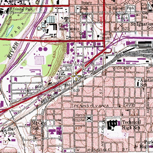 Topographic Map of Interchange 13, TX