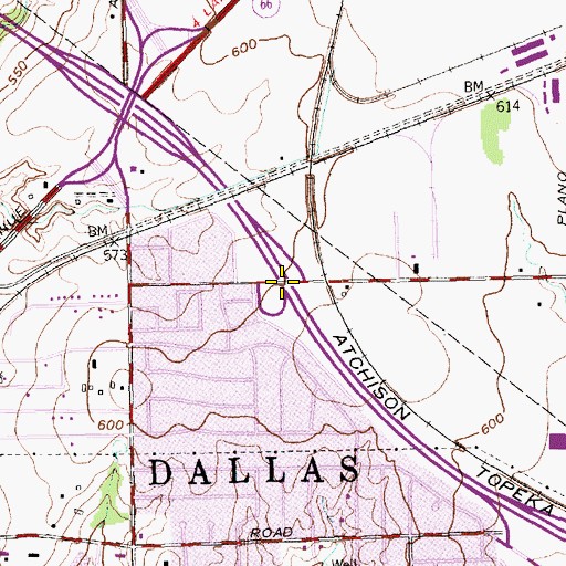 Topographic Map of Interchange 15, TX
