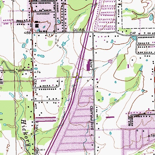 Topographic Map of Interchange 1B, TX