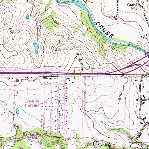 Topographic Map of Interchange 1B, TX