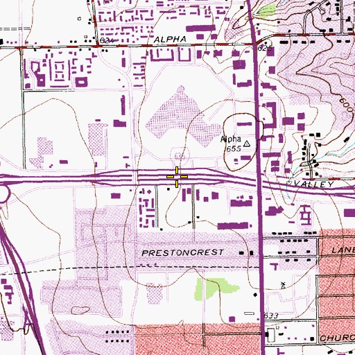 Topographic Map of Interchange 21, TX