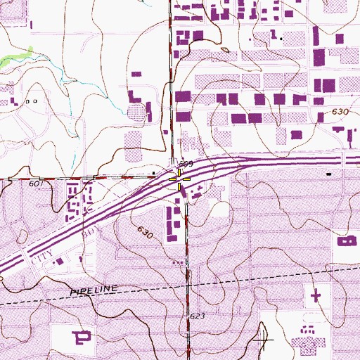 Topographic Map of Interchange 23, TX