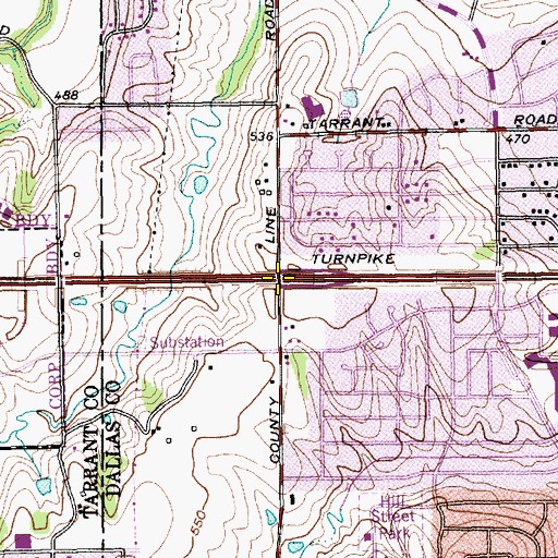 Topographic Map of Interchange 32, TX