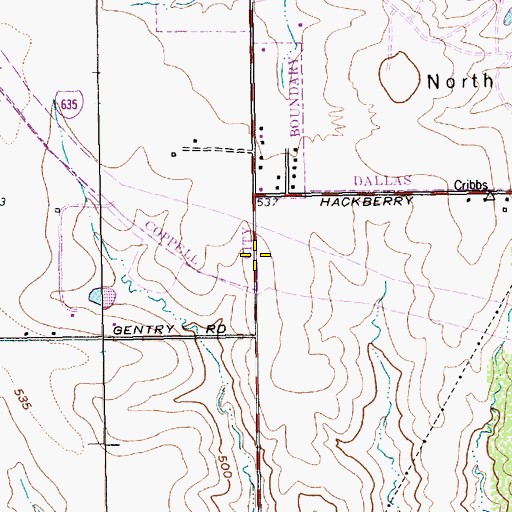 Topographic Map of Interchange 33, TX