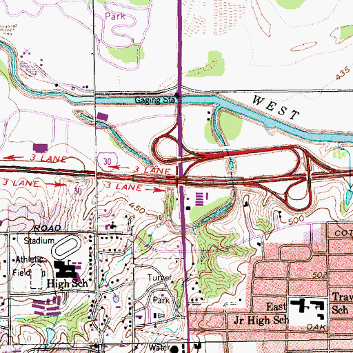 Topographic Map of Interchange 34, TX