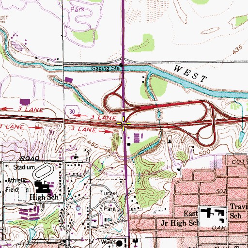 Topographic Map of Interchange 34, TX