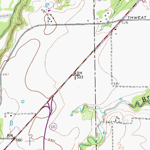 Topographic Map of Interchange 36B, TX