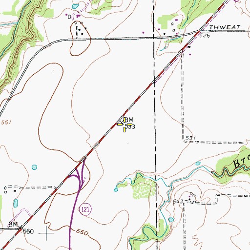 Topographic Map of Interchange 36B, TX