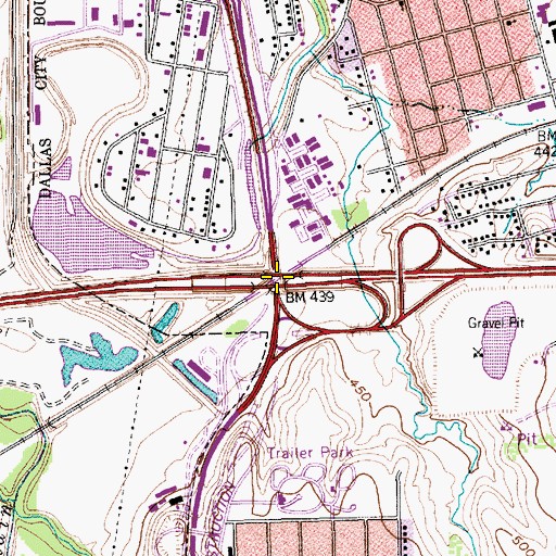 Topographic Map of Interchange 38, TX