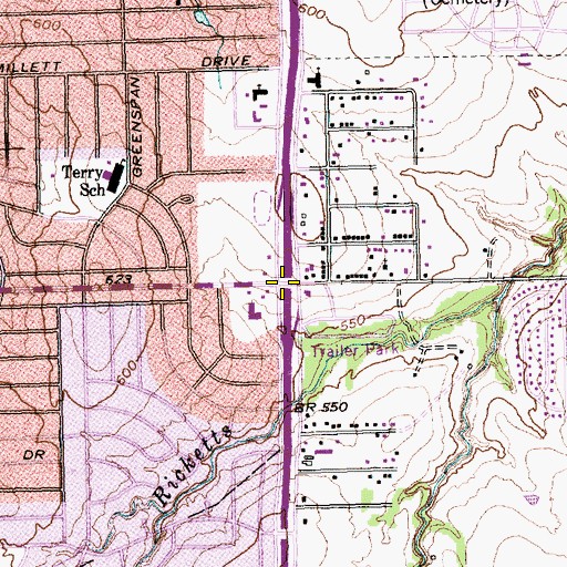Topographic Map of Interchange 419, TX