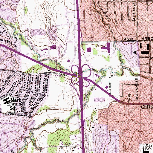 Topographic Map of Interchange 421A, TX