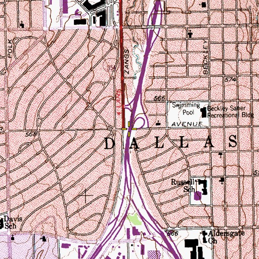 Topographic Map of Interchange 423B, TX