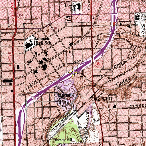 Topographic Map of Interchange 425B, TX