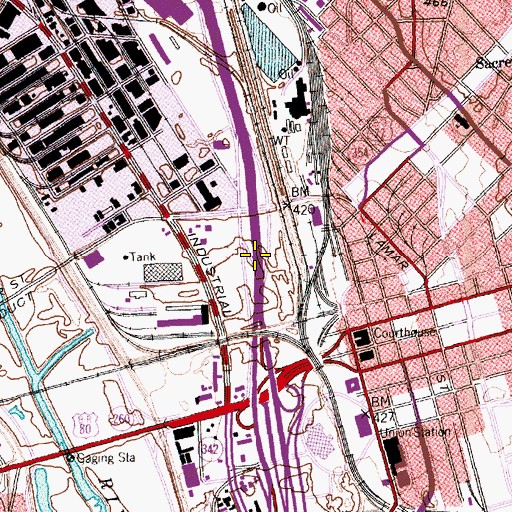 Topographic Map of Interchange 428B, TX