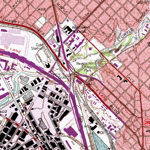 Topographic Map of Interchange 430A, TX