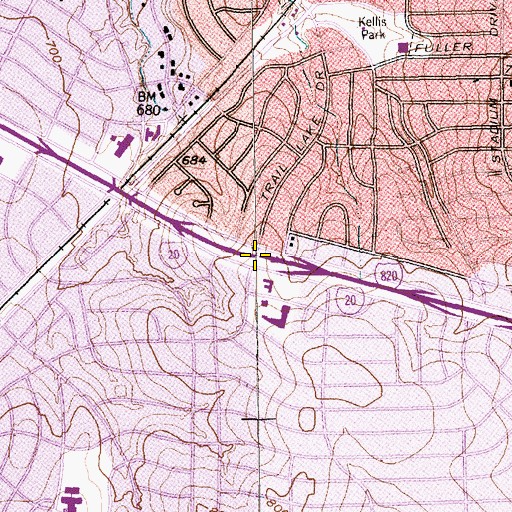 Topographic Map of Interchange 434B, TX
