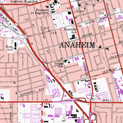 Topographic Map of Grace School, CA