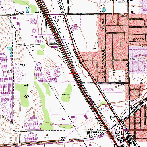 Topographic Map of Interchange 443B, TX