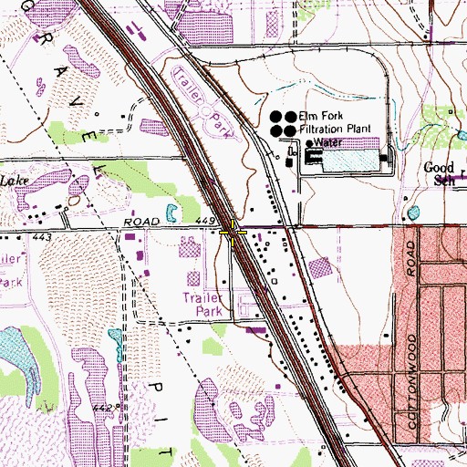 Topographic Map of Interchange 444, TX