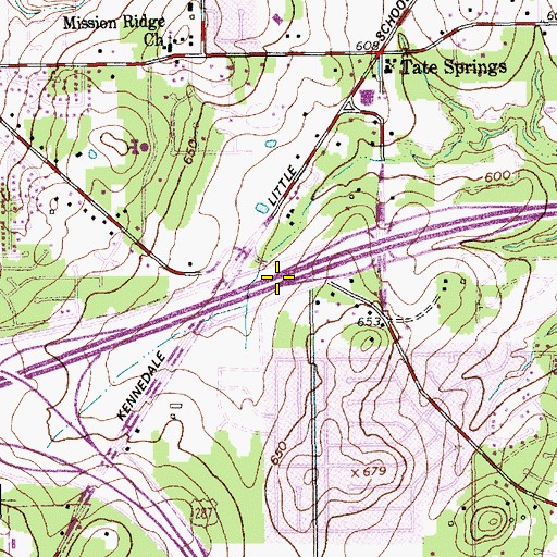 Topographic Map of Interchange 445, TX
