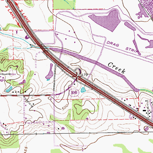Topographic Map of Interchange 448A, TX