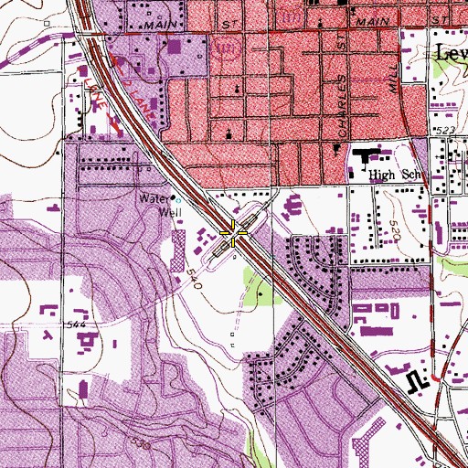 Topographic Map of Interchange 451, TX