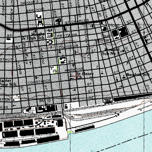 Topographic Map of Stella Maris Maritime Center, LA