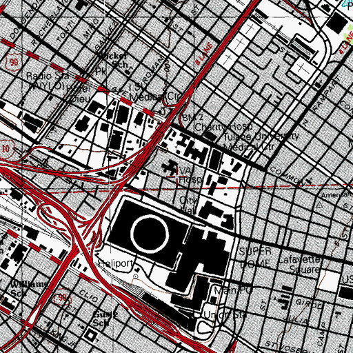 Topographic Map of Veterans Administration Medical Center, LA
