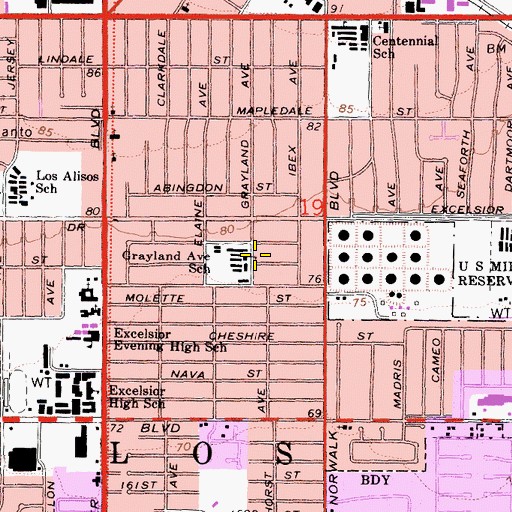 Topographic Map of Earl E Edmondson Elementary School, CA
