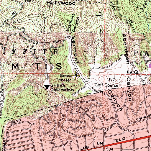 Topographic Map of Greek Theater, CA