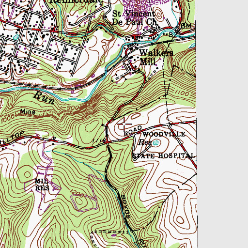 Topographic Map of Collier Township Hall, PA