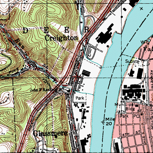 Topographic Map of Creighton Police Department, PA